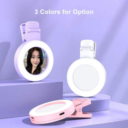 🔥Oferta especial de verano: 49 % de descuento🔥Anillo de luz para selfies con clip, tres colores de luz y espejo