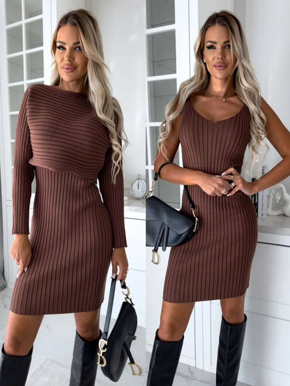 🔥HOT SALE🔥✨🥻Conjunto de jersey de punto y vestido cami(49%OFF)