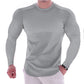 CAMISETA MUSCULAR DE MANGA LARGA DEPORTIVA DE COLOR LISO PARA HOMBRE
