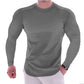 CAMISETA MUSCULAR DE MANGA LARGA DEPORTIVA DE COLOR LISO PARA HOMBRE