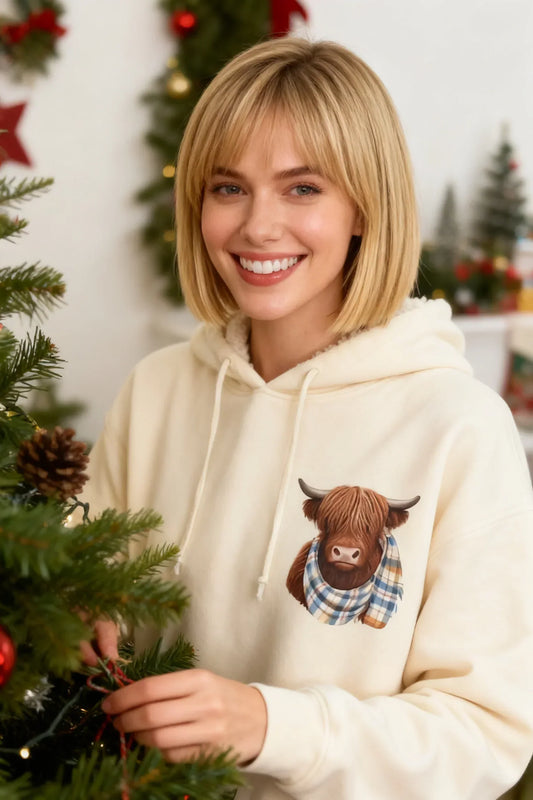 🎄Oferta por tiempo limitado: ¡50 % de descuento!🎁 Adorable sudadera con capucha con estampado de vacas de las Highlands.
