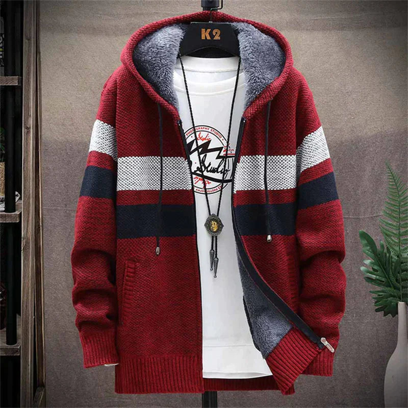 【Oferta de Navidad - 49% DE DESCUENTO】Chaqueta cálida de polar a rayas para hombre-6