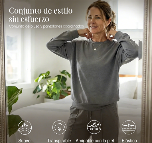 ✨👕 Conjunto de 2 Piezas para Mujer: Camiseta de Manga Larga y Pantalones Anchos – Comodidad Moderna y Estilo Relajado para el Día a Día 🌟💖