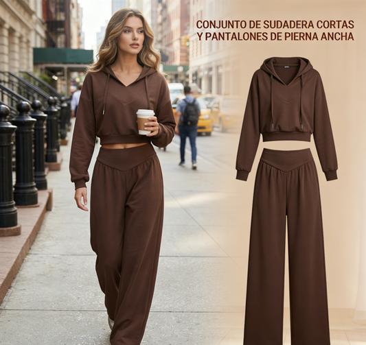 👚 Conjunto de Sudadera con Capucha V y Pantalones para Mujer – Comodidad y Estilo Casual para Todos los Días ✨💖