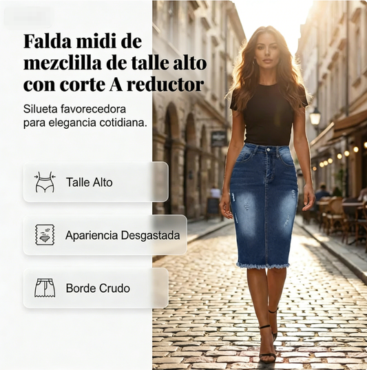 👗 Falda vaquera de talle alto con bajo deshilachado para mujer: moderna, cómoda y con un estilo desenfadado ✨💖