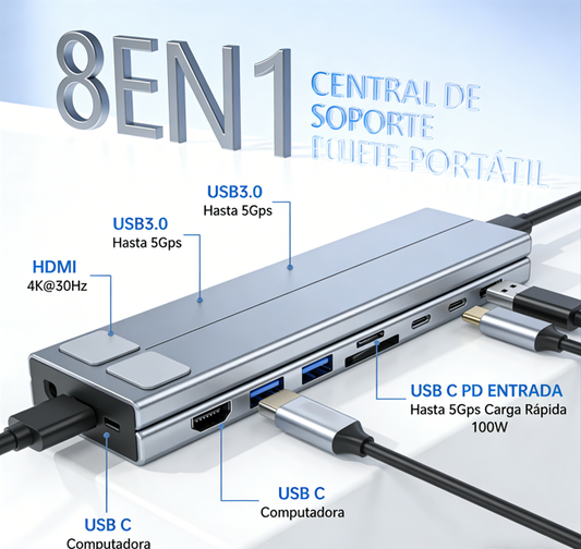 💻 Estación de Acoplamiento USB-C con Soporte para Laptop y 4 Puertos HDMI – Conectividad y Productividad sin Límites ✨🔌