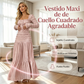 ⏰🔥 ¡Oferta Limitada 50% OFF! 👗 Vestido Largo con Cuello Cuadrado – Encanto Vintage y Elegancia Moderna ✨💖