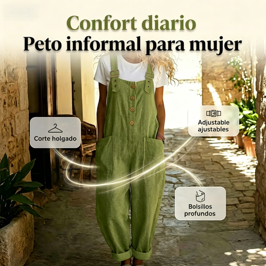 ⏰🔥 ¡Oferta Especial 50% OFF! 👖 Peto Casual de Mujer – Corte Holgado y Botones Elegantes para Comodidad Total 🌸✨