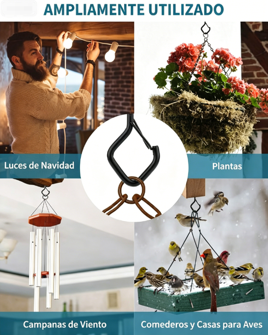 ⏰🔥 ¡50% DE DESCUENTO POR TIEMPO LIMITADO! 🛠️ 10 Ganchos Cuadrados con Cierre de Seguridad – Resistentes y Multifuncionales para Hogar y Jardín ✨🌿