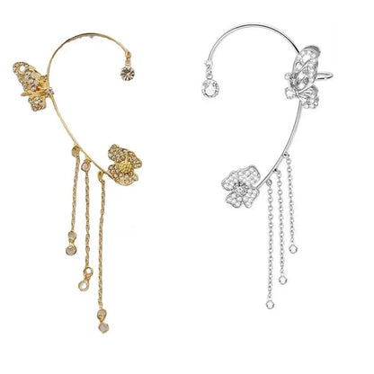 💕 Pendientes de Clip Sencillos con Motivo de Mariposa y Flor – Elegantes, Cómodos y Sin Necesidad de Perforación 🌸🦋