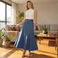 🎁Novedades 2026 50 % DE DESCUENTO👗Falda larga vaquera para mujer – Cintura alta & corte en línea A