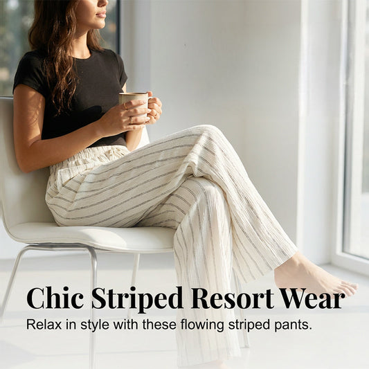 ⏰🔥 ¡OFERTA 50% OFF! 👖✨ Pantalones de Pierna Ancha a Rayas para Mujer – Frescos, Cómodos y con Cintura Ajustable