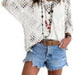 ⏰ Último día de oferta 50% de descuento 🔥 Hot Sale - Top de mujer estilo bohemio con detalles de encaje en beige y cuello en V