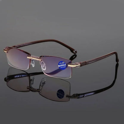 🔥Gafas de lectura ultraligeras sin montura con lentes talladas en diamante.