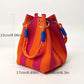 🏆👜 Oferta por Tiempo Limitado: 50% DESCUENTO 🌴 Bolso Cubo de Punto Boho a Rayas para Mujer – Bolso de Hombro Artesanal para Playa y Verano
