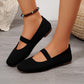 Zapatos tejidos estilo Mary Jane para mujer con tiras elásticas y diseño de punta cuadrada, bailarinas planas cómodas, adecuadas para usar en primavera y verano, elegantes pantuflas de mujer, diseño simple, mocasines de mujer livianos y cómodos.