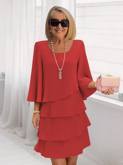 💃✨ Vestido de Mujer con Volantes Escalonados y Mangas Acampanadas – Estilo y Elegancia para Cada Ocasión 🌸👗