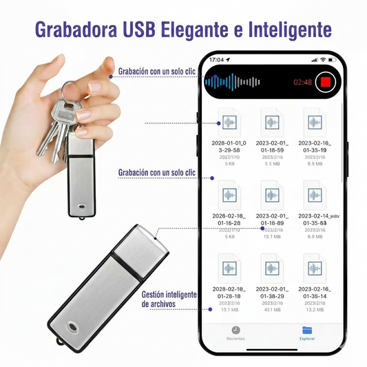 🎙️🔥 ¡OFERTA 50% OFF! Grabadora de Voz USB Portátil – Reducción de Ruido, Activación por Voz y Almacenamiento Seguro para Reuniones y Estudios 📚✨