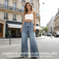 👖 Vaqueros de Cintura Alta y Pierna Ancha para Mujer – Aberturas Laterales, Estilo Moderno y Cómodo ✨🌸