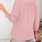 👚 Blusa Casual de Mujer – Escote en V, Manga Linterna 3/4, Plisada, Holgada y Hueca ✨💖