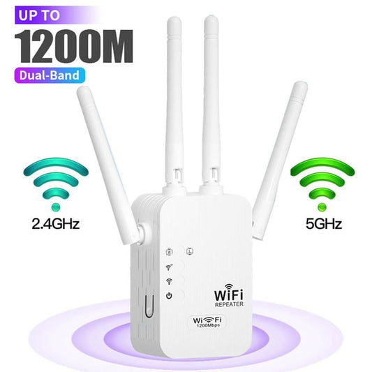 🔥 Amplificador WiFi 2025 - 1200Mbps Banda Dual (5GHz/2.4GHz) 🌐💥 ¡Cubre hasta 10,000 pies² y conecta hasta 50 dispositivos! 📶🔌 Repetidor con Puerto Ethernet, Conexión Estable y Rápida para Todo Tu Hogar 🏠📡
