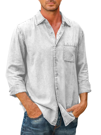 Camisa estilo vaquero para hombre 【Manga larga】En Rebajas, Tops de Mezclilla, Mezclilla de Hombre