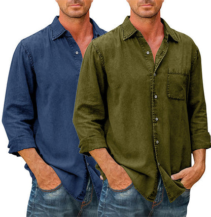 Camisa estilo vaquero para hombre 【Manga larga】En Rebajas, Tops de Mezclilla, Mezclilla de Hombre