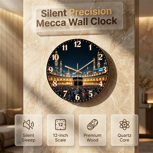 🕋✨ ¡OFERTA 50% OFF! Reloj de Pared Silencioso con Diseño Nocturno de La Meca – Decoración Elegante y Hora Precisa para Tu Hogar 🌙🖤