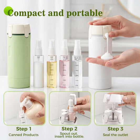 ⏰🔥 ¡50% DE DESCUENTO POR TIEMPO LIMITADO! 🧳 Botellas Dispensadoras 4 en 1 – Compactas, Herméticas y Perfectas para Tus Viajes ✈️🧴