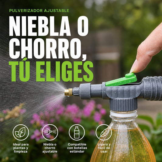 ⏰🔥 ¡OFERTA 50% OFF! 🌿💦 Pulverizador Manual para Botella con Boquilla Ajustable – Riega, Limpia y Humidifica Fácilmente Sin Electricidad ✨