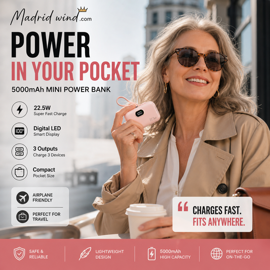 🔋🔥 ¡OFERTA 50% OFF! Mini Power Bank 5000mAh – Cargador Portátil de Bolsillo con Carga Rápida 22.5W y Pantalla Digital ⚡📱