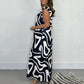Mono de verano de mujer, de pierna ancha y con volantes, con estampados geométricos