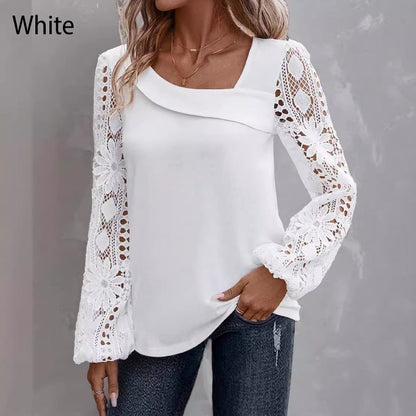 ⏰🔥 ¡OFERTA 50% OFF! 👚✨ Top de Encaje Recortado de Manga Larga para Mujer – Elegante, Romántico y Fácil de Combinar