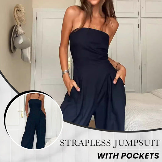 Women's Strapless Jumpsuit With Pockets