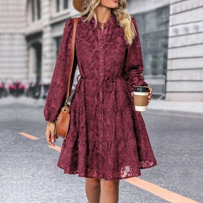 🌸2025 Pre-Sale New Model🌸Women's Long Sleeve Lace Jacquard Printed Dress