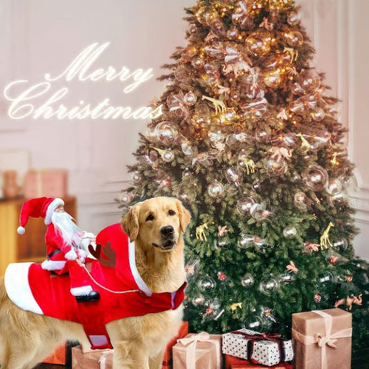 🐕Dog Christmas Clothes Santa Claus Riding Deer 🎄