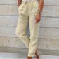 👖 Pantalones de Pierna Ancha de Lino y Algodón para Mujer – Cintura Elástica, Comodidad y Estilo Casual ✨💖