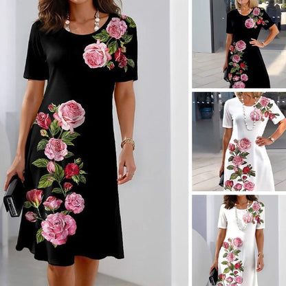 ⏰🔥 ¡50% DE DESCUENTO POR TIEMPO LIMITADO! 🌸👗 Vestido de Manga Corta Rose Bloom – Fresco, Ligero y Perfecto para Primavera 💖✨