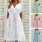 ⏰Rebajas de último día 50% de descuento💃Vestido elegante sólido cuello pico calado de mujer