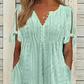 ⏰Rebajas de último día 50% de descuento💃Vestido elegante sólido cuello pico calado de mujer