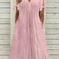 ⏰Rebajas de último día 50% de descuento💃Vestido elegante sólido cuello pico calado de mujer