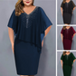 ✨👗 ¡OFERTA 50% OFF! Vestido Elegante Midi con Escote en V y Pedrería – Glamour, Comodidad y Estilo Sofisticado 💎