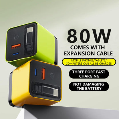 ⏰🔥 ¡OFERTA 50% OFF! 🔋⚡ Cargador PD Ultrarrápido con Cable USB-C Retráctil Integrado – Carga Hasta 80W Sin Cables Enredados ✨📱