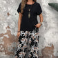 ⏰🔥 ¡50% DE DESCUENTO POR TIEMPO LIMITADO! 👚👖 Conjunto Casual de Mujer – Pantalón Ancho y Top de Manga Corta con Estampado Floral 🌸💖