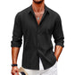 👕 Camisa de Manga Larga para Hombre – Color Sólido, Estilo Versátil y Cómodo para Todos los Días ✨🧑‍🦱