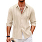 👕 Camisa de Manga Larga para Hombre – Color Sólido, Estilo Versátil y Cómodo para Todos los Días ✨🧑‍🦱