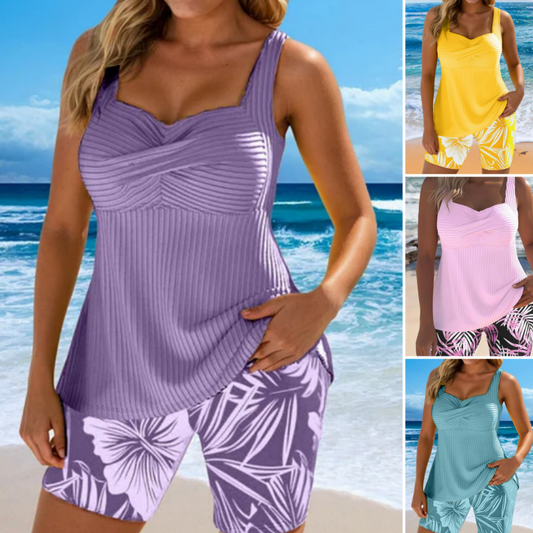 👙🌞 Conjunto de Playa de Dos Piezas Estampado para Mujer – Estilo Vibrante y Cómodo para Disfrutar del Sol 🌸🏖️