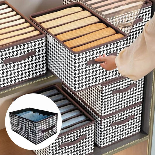👖 Organizador de Jeans Plegable para Armario – Ahorra Espacio con Divisores Ajustables y Panel Transparente 🏠✨