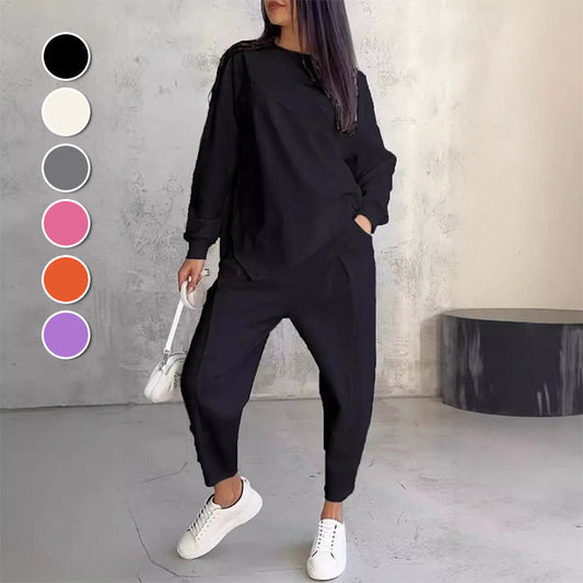 👩‍🦱 Conjunto de Sudadera y Pantalones de Mujer – Manga Larga con Dobladillo, Estilo Cómodo y Moderno ✨💖