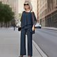 👗 Conjunto de 2 Piezas para Mujer – Top de Gasa Irregular y Pantalones Anchos, Estilo Cómodo y Moderno ✨💖